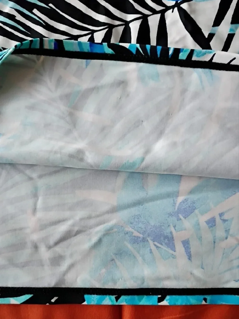 Tropical Blue & Black Printed Tankini Top Size Large